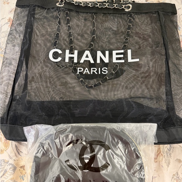 CHANEL Black Mesh Tote with Pouch - Picture 2 of 4